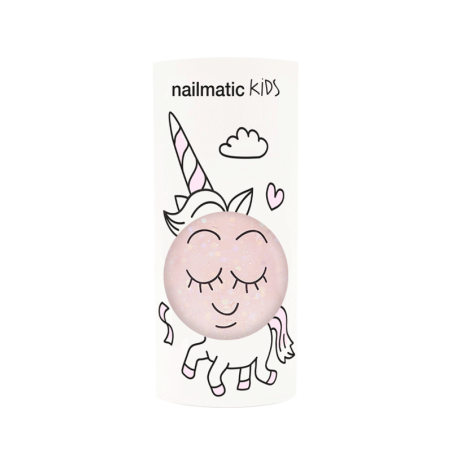 Nailmatic kids vernis eau polly rose transparent paillettes 8ml